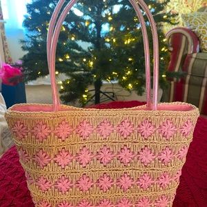Vintage Pink Straw Purse/Handbag